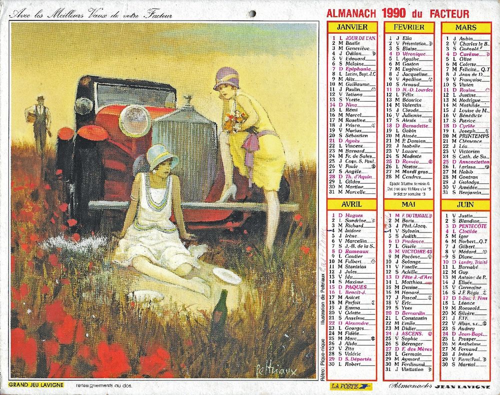 Calendrier de La Poste 1990 3 Castelnau-sur-Gupie (47)