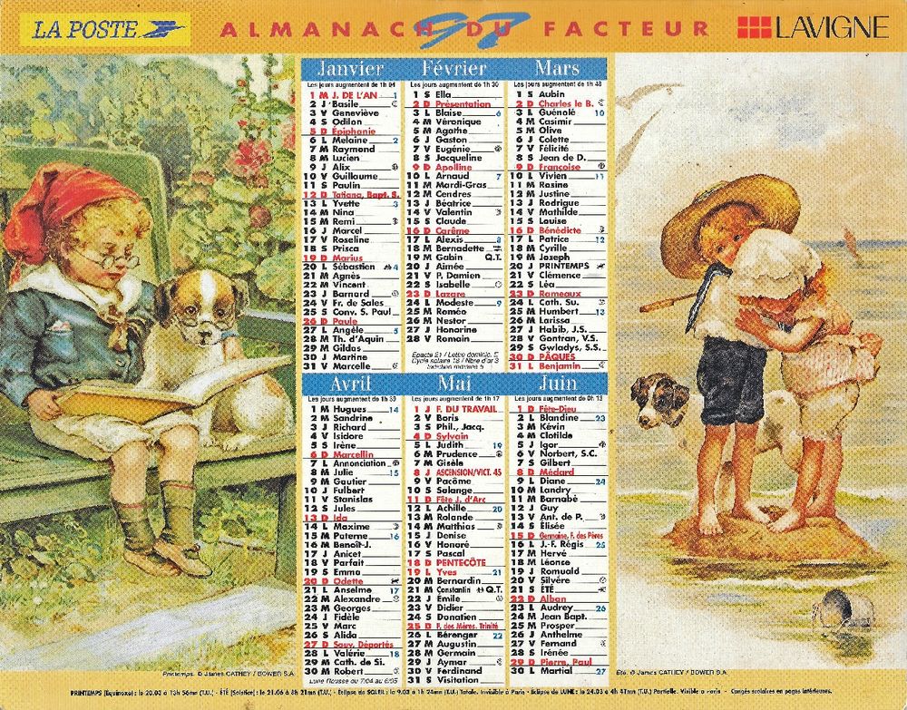 Calendrier de La Poste 1997 3 Castelnau-sur-Gupie (47)