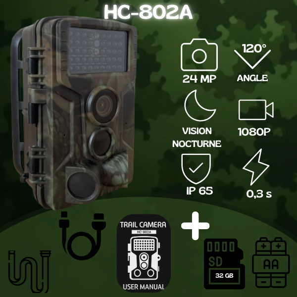  Cam�ra De Chasse HC-802A - NEUVE - MicroSd + Piles OFFERTES 74 Tours (37)