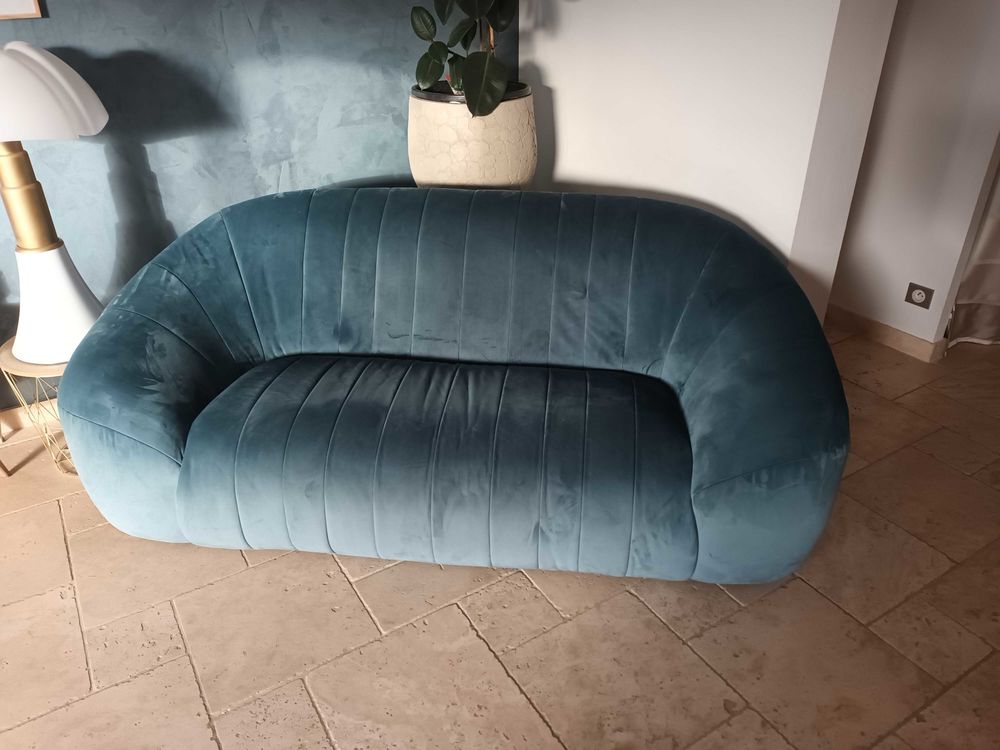 CANAP�� TISSUS VELOURS BLEU 500 Fuveau (13)