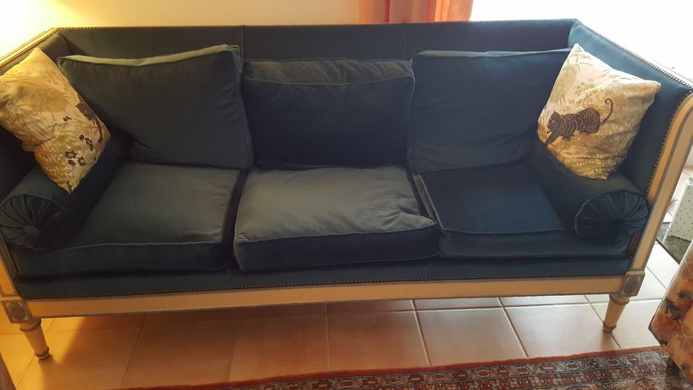 Canap� ancien style Louis Philippe, 3 places en velours bleu 500 Roquefort-les-Pins (06)
