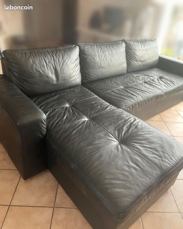 CANAPE ANGLE AVEC MERIDIENNE - NOIR 0 Quiry-le-Sec (80)