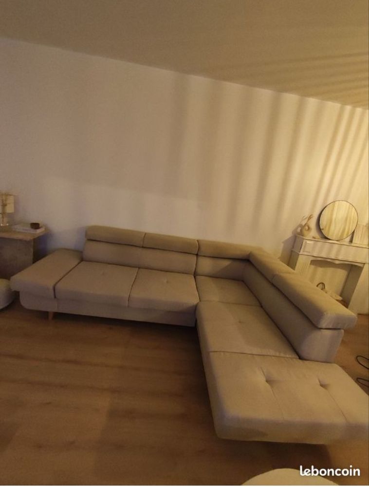 Canap� d'angle convertible beige 600 Garches (92)