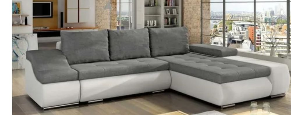 - Canap� d'angle convertible gris et blanc - Angle droit 500 Boussy-Saint-Antoine (91)