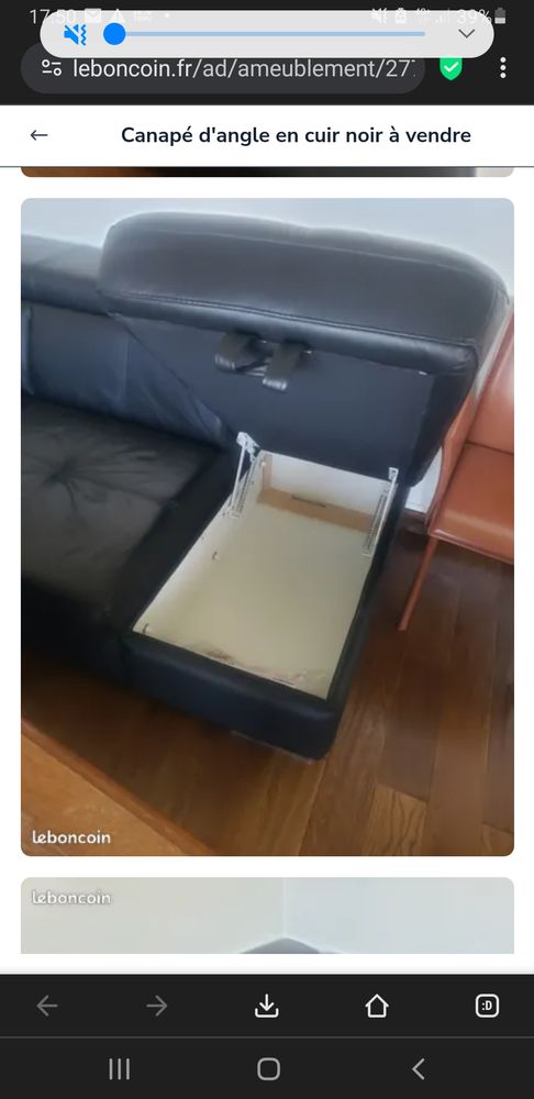 Canap� d'angle convertible cuir noir 5 � 6 place 900 Mennecy (91)