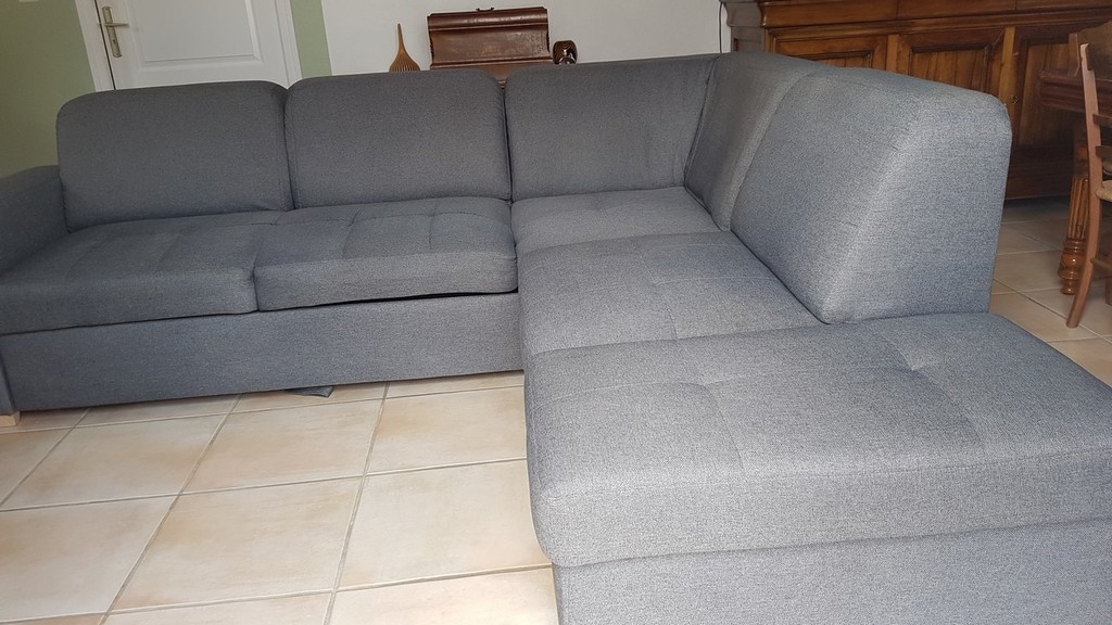 Canap� d'angle convertible tissu gris 250 Chail (79)