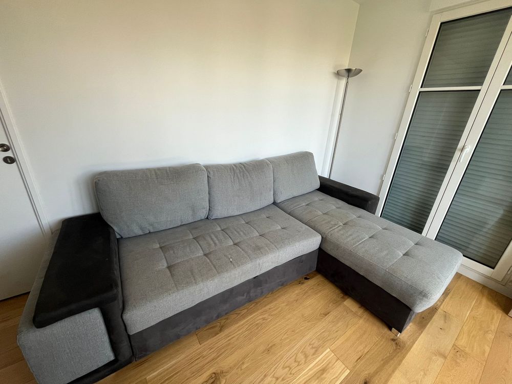 Canap� d'angle c�t� droit convertible lit et pouff 99 Sannois (95)