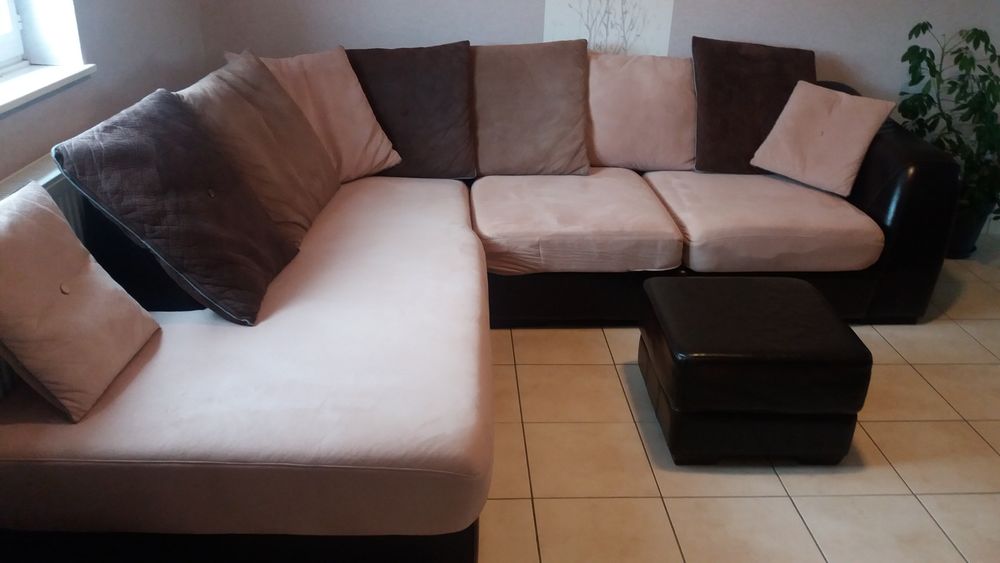 Canap� d'angle cuir et tweed + pouf 400 Saint-Pol-sur-Ternoise (62)