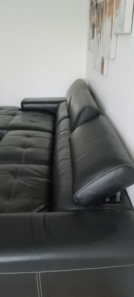 Canap� d'angle cuir noir tbe 990 Toulon (83)