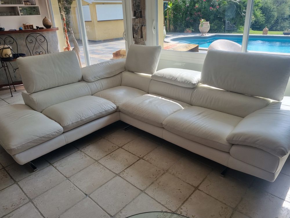 CANAPE D'ANGLE CUIR BLANC 2000 Montardon (64)