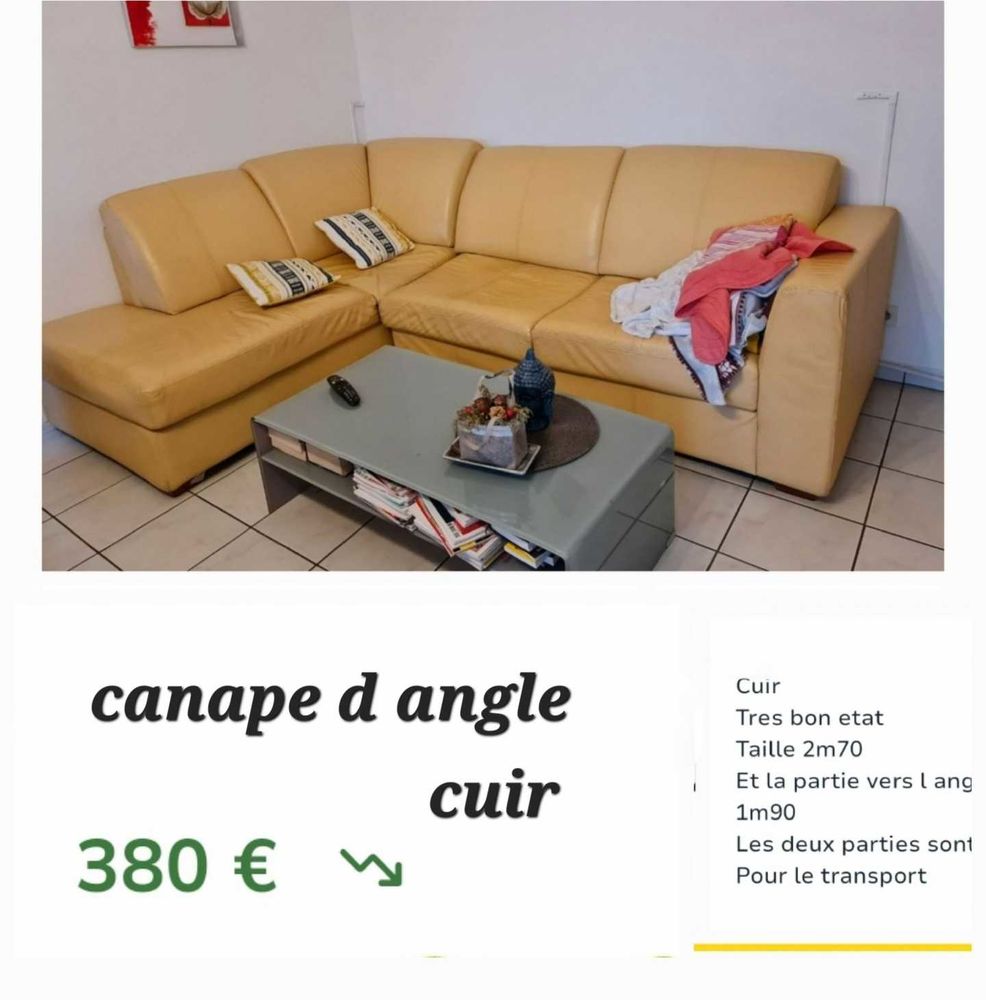 canap� d angle cuir jaune 290 Ville-la-Grand (74)