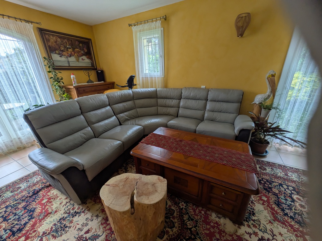 Canap� d'angle en cuir gris 370 Venelles (13)