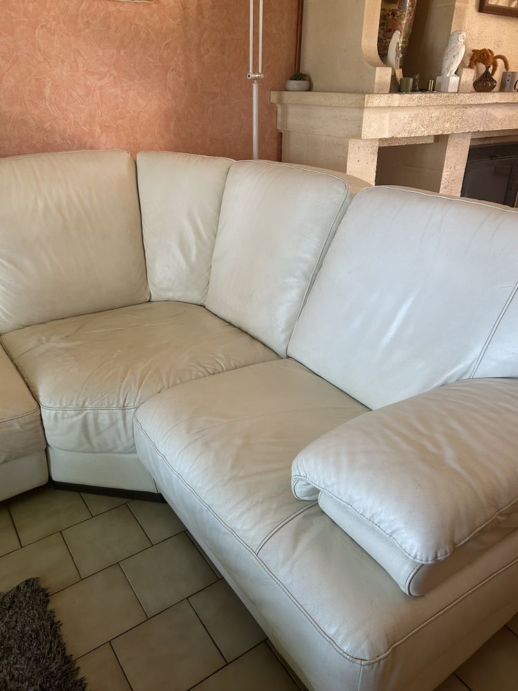 Canap�  d'angle cuir blanc 400 Saint-Denis-de-Pile (33)