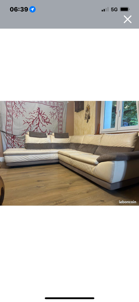 Canap� d'angle en cuir bicolore 500 Foix (09)