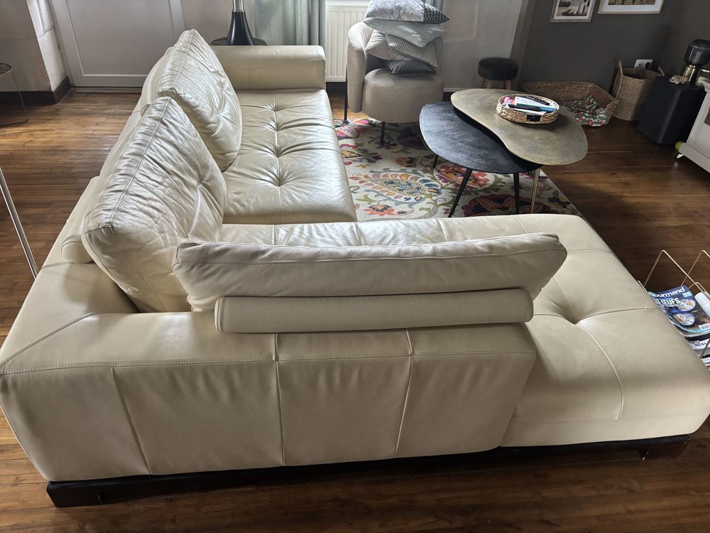 canap� d'angle en cuir beige 600 Genouill� (86)