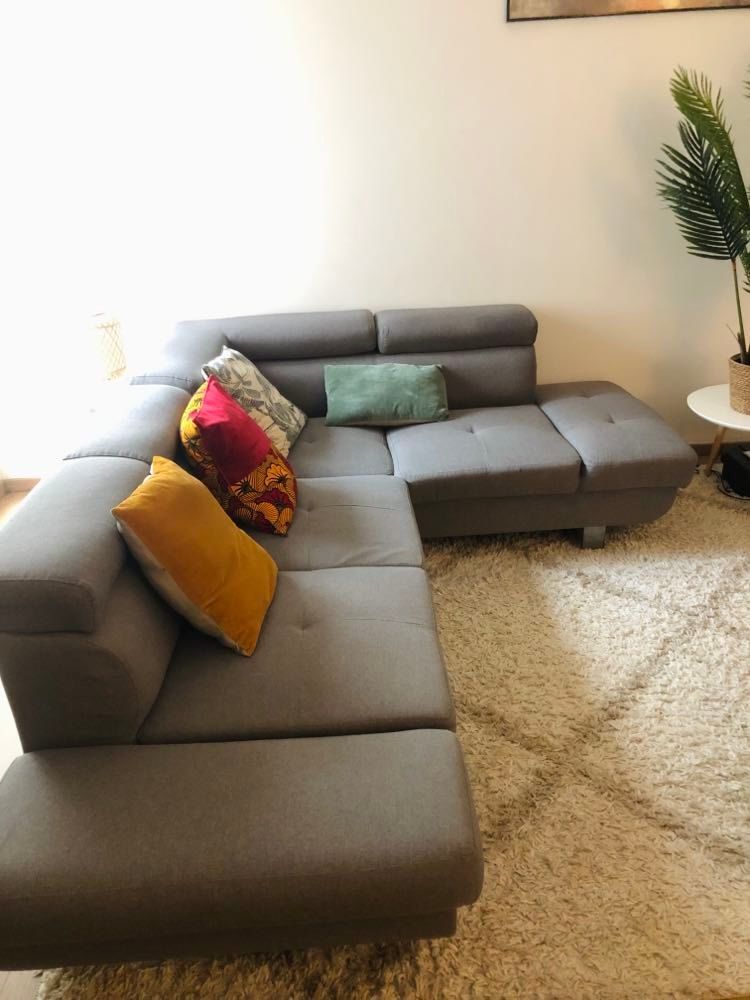 Canap� d'angle droit convertible gris clair 500 Garches (92)