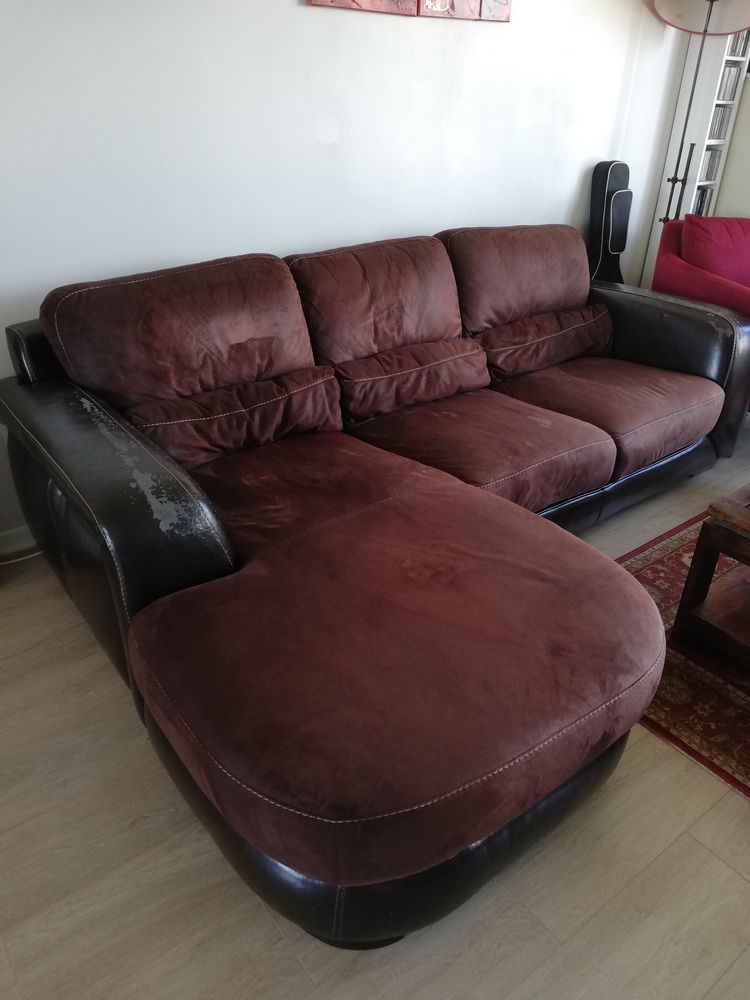 canap� d'angle fixe cuir vachette couleur chocolat 150 Chatou (78)