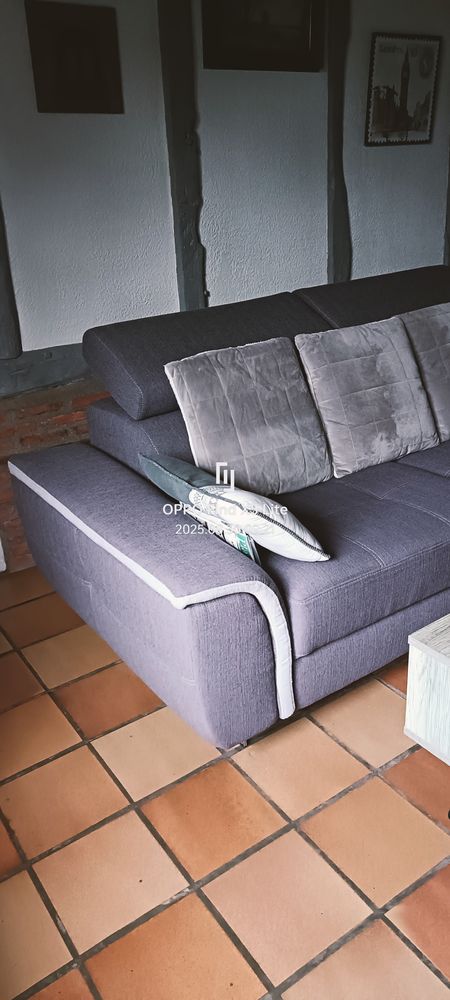 canap� d'angle gris clair acheter chez monsieur meuble 500 Le Havre (76)