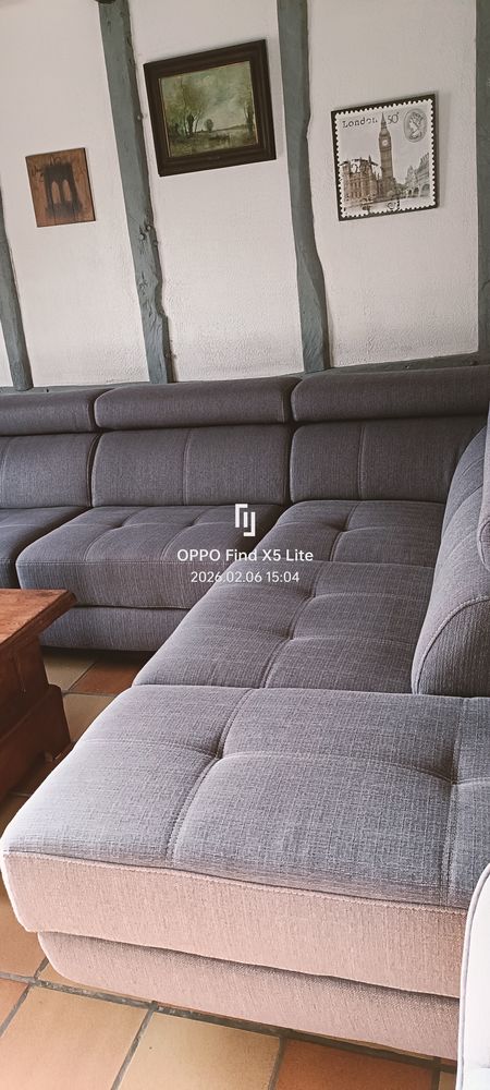 canap� d'angle gris clair acheter chez monsieur meuble 500 Le Havre (76)