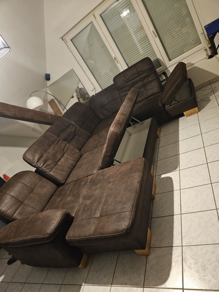 Canap� d'angle inclinable en cuir marron 700 R�mering (57)