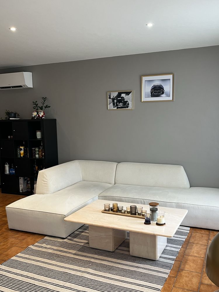 canap� d'angle Micadoni velours blanc c�tel� 600 Gardouch (31)