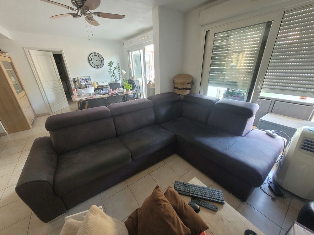 Canap� angle noir avec couchage 140 cm (matelas 18cm) 400 Menton (06)