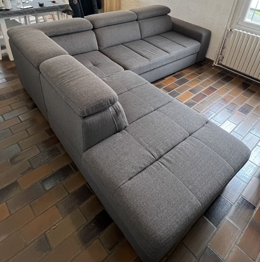 Canap� d'angle panoramique convertible en tissu gris 699 Alen�on (61)