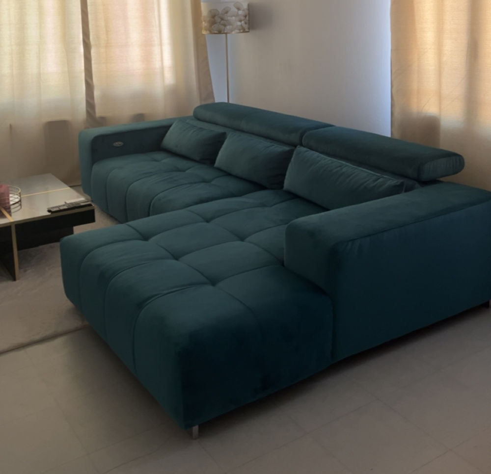 Canap� d'angle relax �lectrique 4 places ORION coloris vert 1000 Priss� (71)