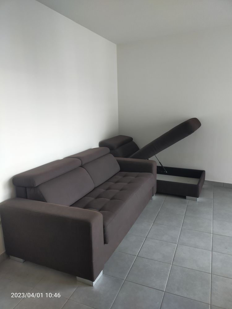 Canap� angle r�versible, convertible en lit, couleur marron 500 Royan (17)