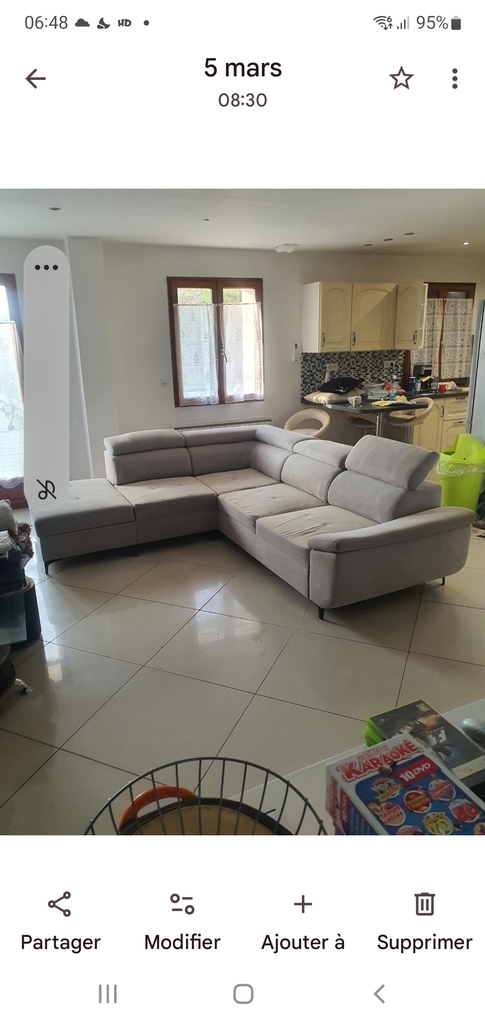 Canap� d'angle tissu gris clair 80 Bazoches-les-Gallerandes (45)