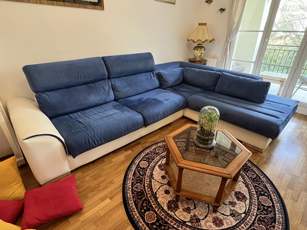 Canap� d?angle tissu bleu et clair 450 Le Plessis-Robinson (92)