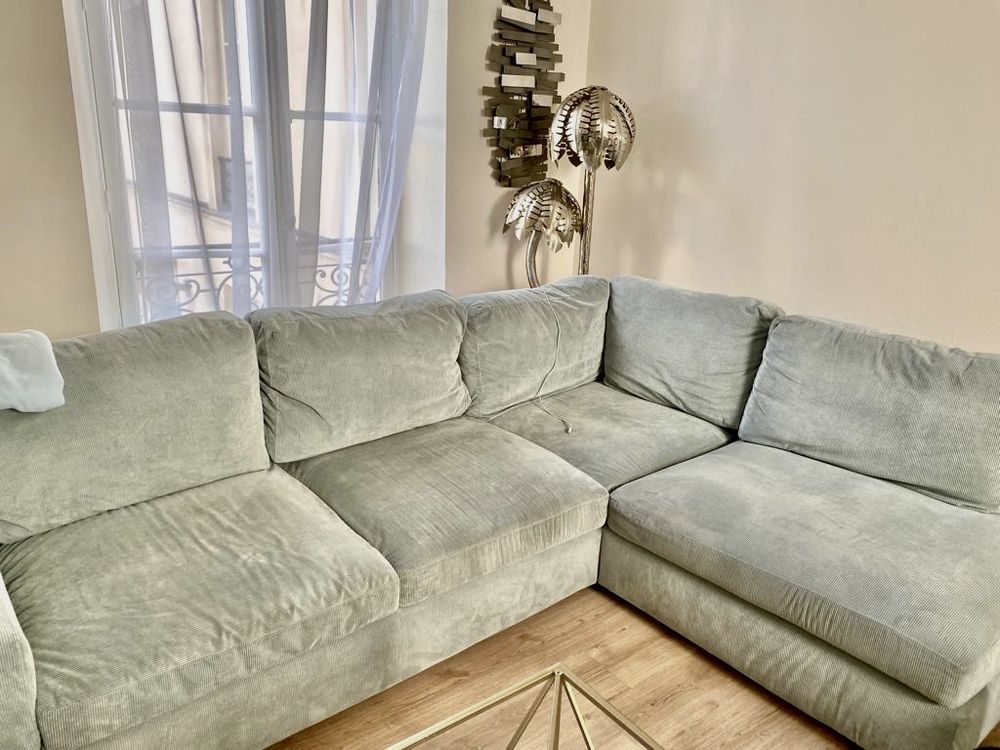 canap� d?angle en velours vert eau  290 x200 800 Versailles (78)