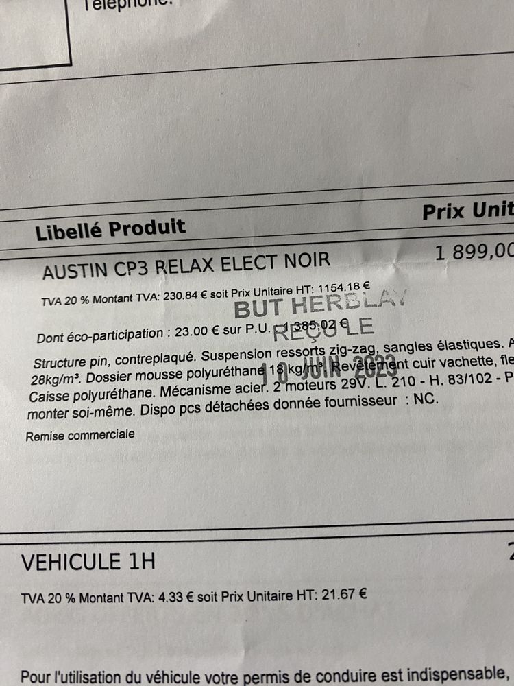 CANAPE AUSTIN RELAX 1500 Montmagny (95)