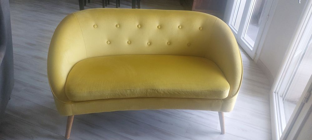 Canap� banquette en velours Sonia jaune. 180 Castres (81)