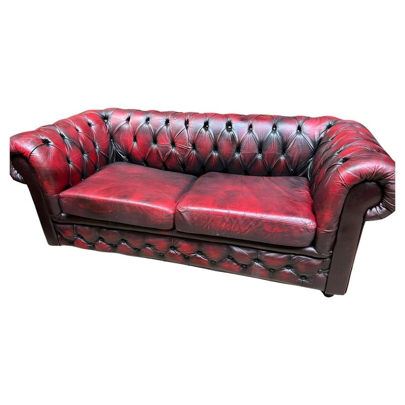Canap� chesterfield convertible cuir bordeaux 1900 Gu�c�lard (72)