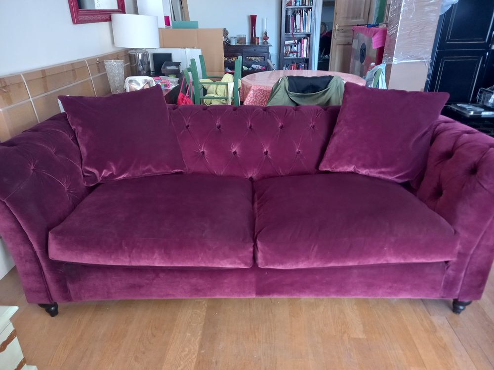 CANAPE CHESTERFIELD 3 PLACES VELOURS 720 Pantin (93)