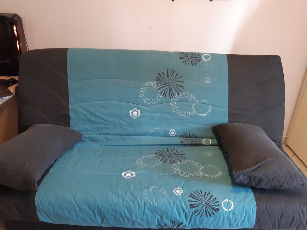 Canap� clic clac bultex-MAORI 3 places:  turquoise et noir 250 Taradeau (83)