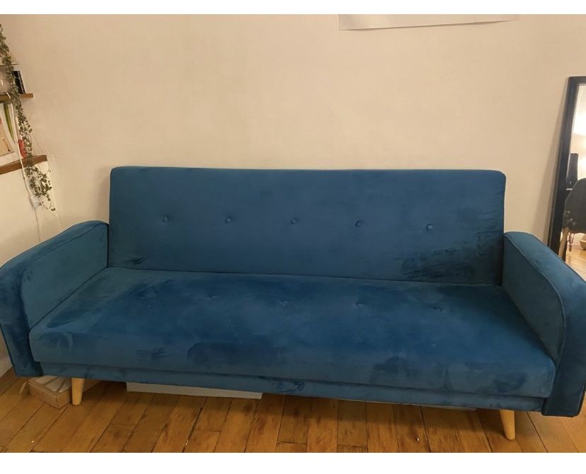 Canap� clic-clac 4 places en velour bleu p�trole 120 Paris 12 (75)