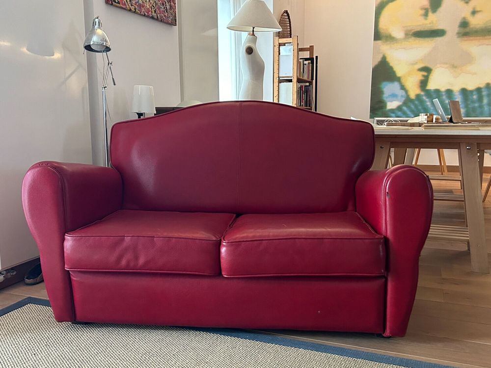 CANAPE CLUB CUIR ROUGE 110 Ris-Orangis (91)