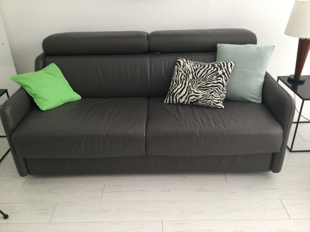 Canap� convertible cuir gris. 450 Anglet (64)