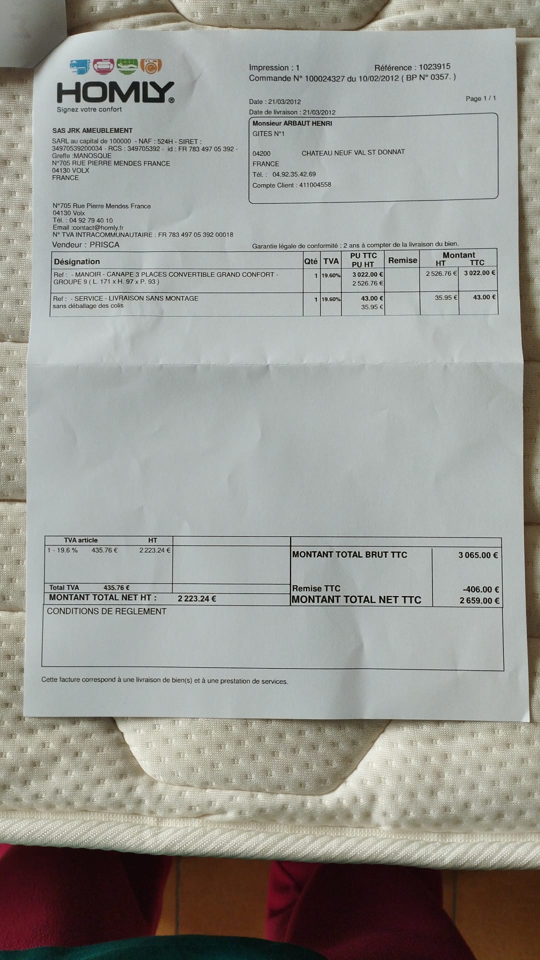 Canap� convertible haut de gamme 1500 Ch�teauneuf-Val-Saint-Donat (04)