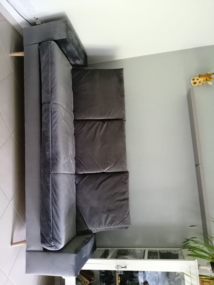 Canap� convertible sur pied, couleur gris velours 600 Sainte-Savine (10)