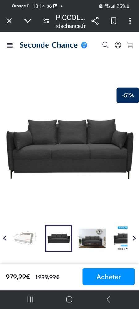 Canape convertible 3 places 650 Fos-sur-Mer (13)