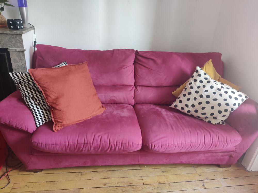 Canap� convertible rose velours 90 Lyon 7 (69)