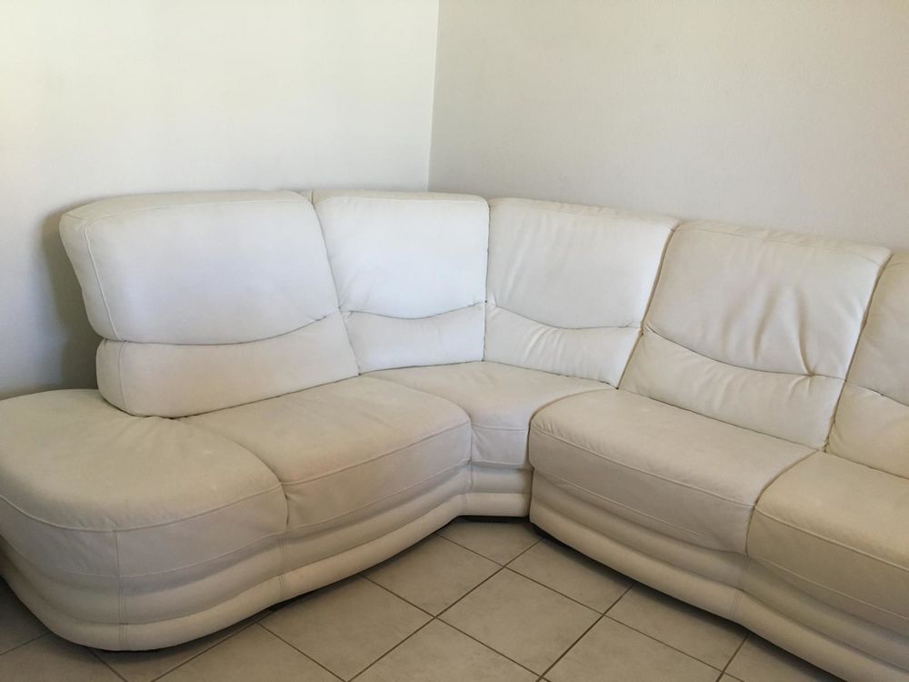 canap� en cuir blanc 0 Grasse (06)