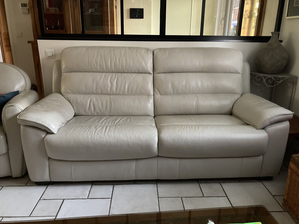 2 canap�, cuir blanc 250 Douvrin (62)