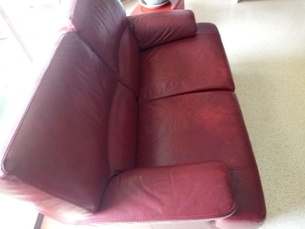 canap� cuir bordeaux 85 Pessac (33)