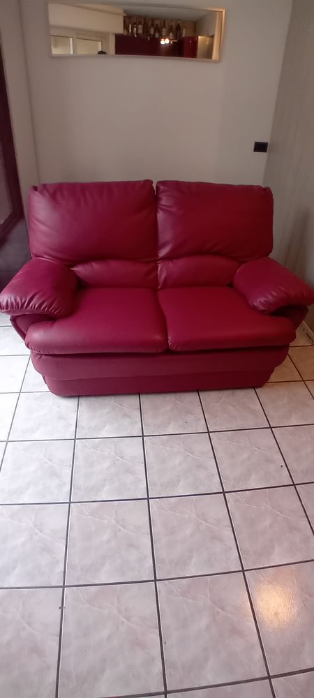 Canap� cuir bordeaux 75 Nice (06)