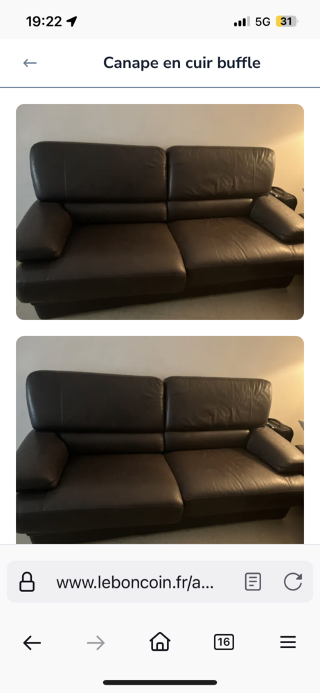 Canape cuir de buffle 100 Villeurbanne (69)