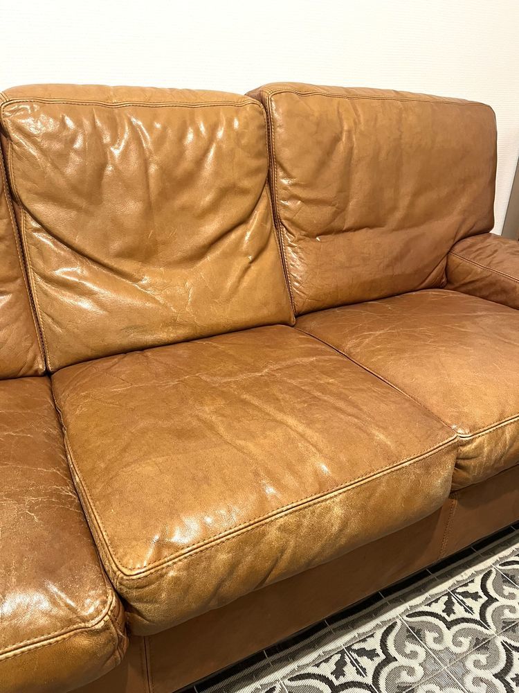 Canap� en cuir camel 100 Marcillac (33)